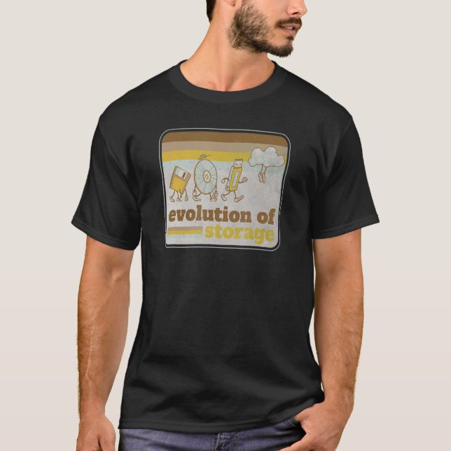 Retro Evolution of Storage Floppy Disc Disc USB Cl T-Shirt (Front)
