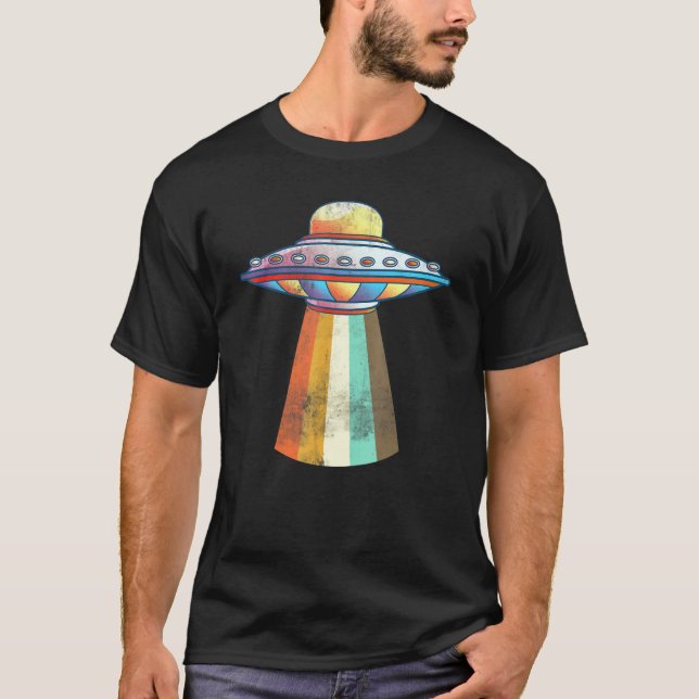 Retro Extraterrestrial Space Ufo Abduction Sci Fi  T-Shirt (Front)