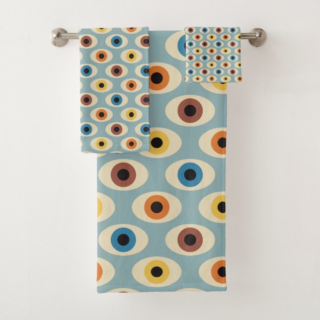 Retro Eye Pattern Bath Towel Set (Insitu)