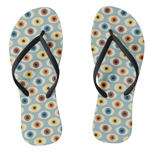 Retro Eye Pattern Flip Flops