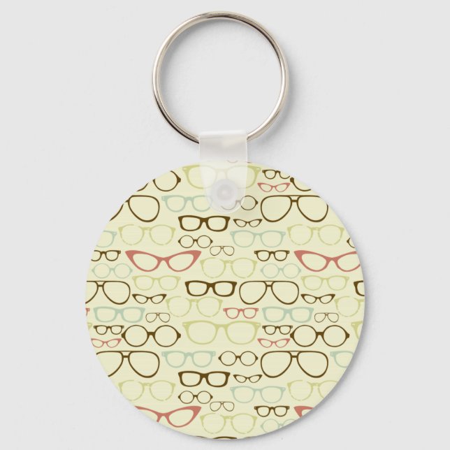 Retro Eyeglass Hipster Keychain (Front)