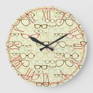 Retro Eyeglass Hipster Large Clock