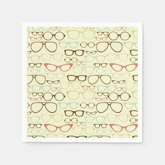 Retro Eyeglass Hipster Napkin (Front)