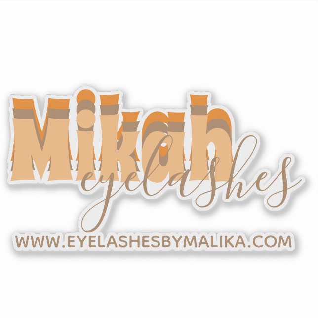 Retro Eyelashes Business Owner Name Sticker (Front)