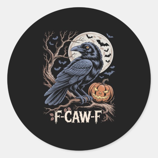 Retro F-Caw-F Bird Crow Funny Crow Bird Cawing Gru Classic Round Sticker (Front)