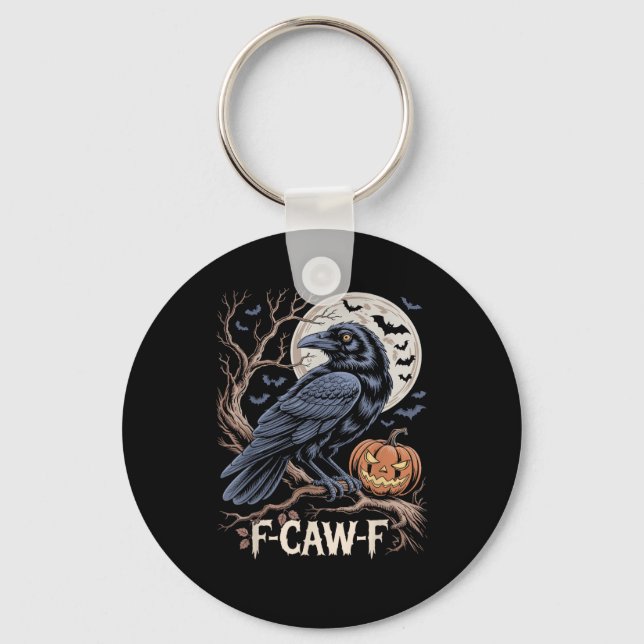 Retro F-Caw-F Bird Crow Funny Crow Bird Cawing Gru Keychain (Front)