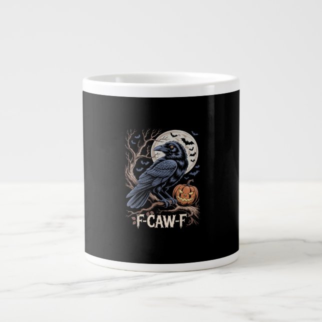 Retro F-Caw-F Bird Crow Funny Crow Bird Cawing Gru Large Coffee Mug (Front)