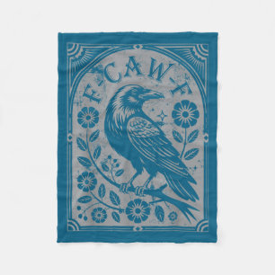 Retro F-caw-f Black Crow Flowers Art Funny Bird Sa Fleece Blanket