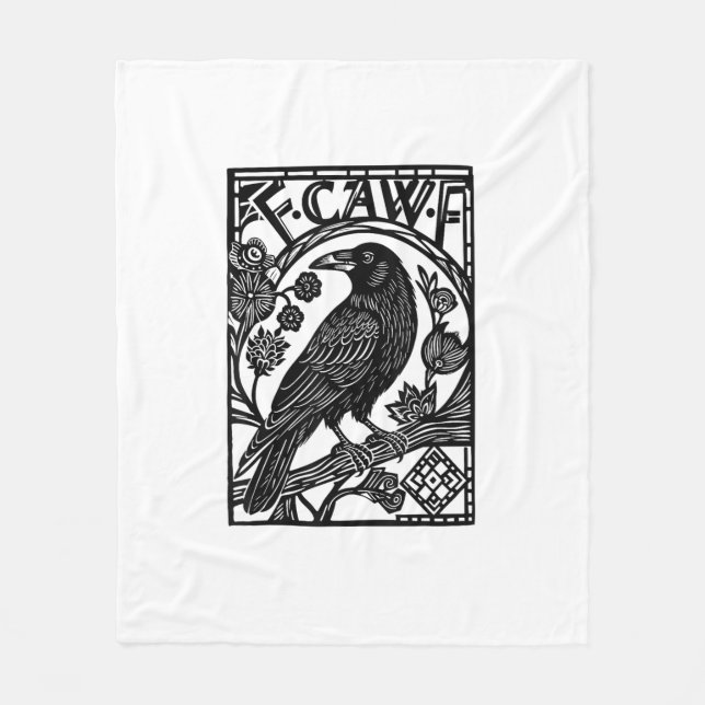 Retro F Caw F Crow Funny Saying Meme Design Fleece Blanket (Front)
