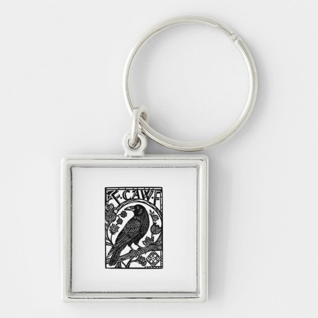 Retro F Caw F Crow Funny Saying Meme Design Keychain (Front)