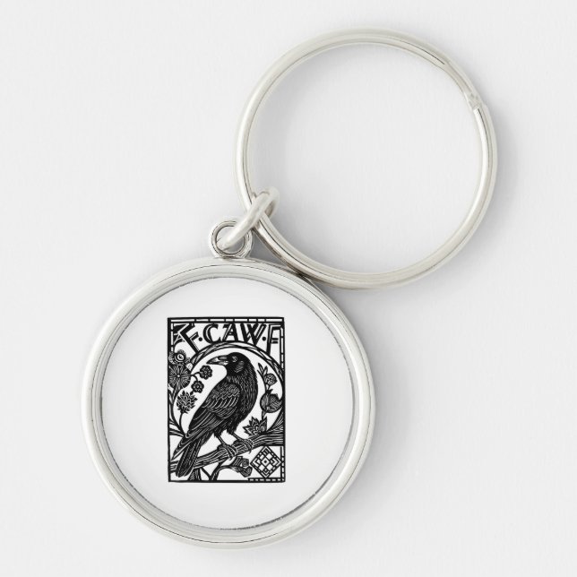 Retro F Caw F Crow Funny Saying Meme Design Keychain (Front)