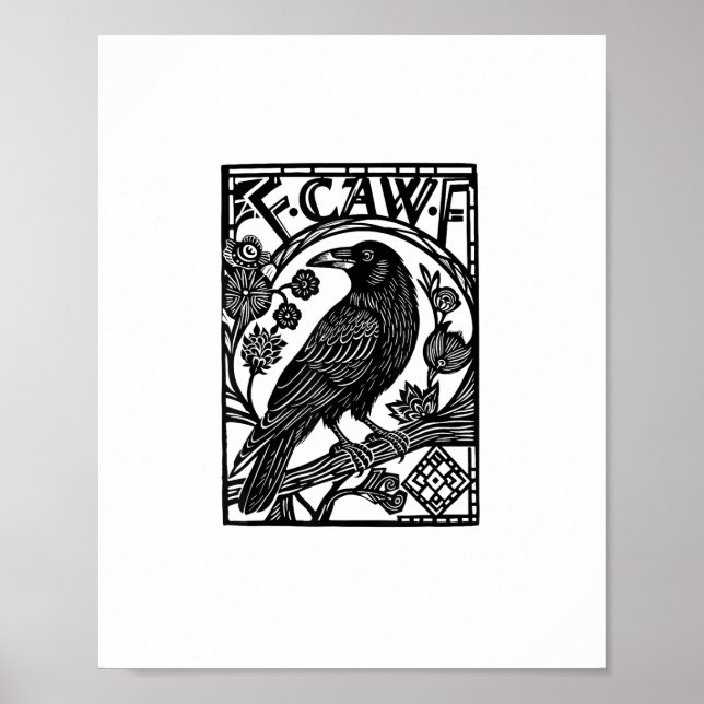 Retro F Caw F Crow Funny Saying Meme Design Poster (Front)