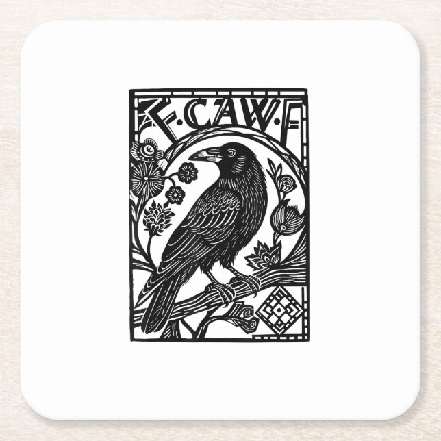 Retro F Caw F Crow Funny Saying Meme Design Square Paper Coaster (Front)