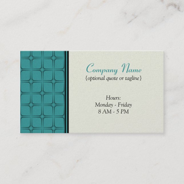 Retro Fab Business Card, Teal Card (Front)