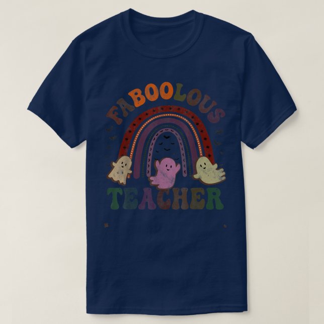 Retro FABOOLOUS TEACHER Costume This Is My Scary V T-Shirt (Design Front)
