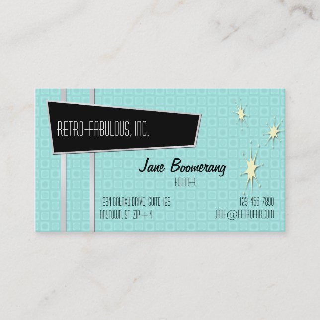 Retro-Fabulous QR Code Business Cards (Front)