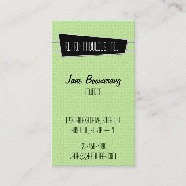 Retro-Fabulous Vertical Business Card (Front)
