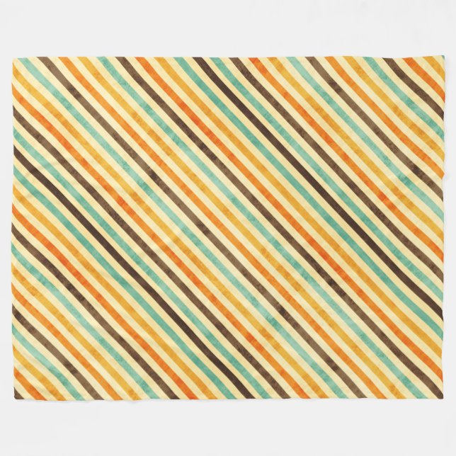 Retro Fade Colours Stripes Pattern Fleece Blanket (Front (Horizontal))
