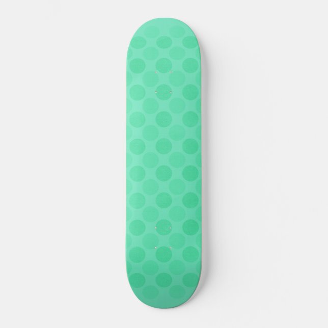 Retro faded green circles pattern skateboard (Front)