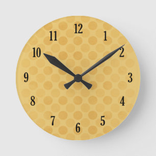 Retro faded yellow circles pattern round clock