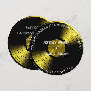 Rétro faire-part de mariage de disque vinyle de