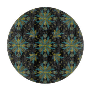 Retro Fairy Stars Black Glass Cutting Board