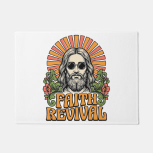 Retro Faith Revival Christian Engraving Vector Doormat