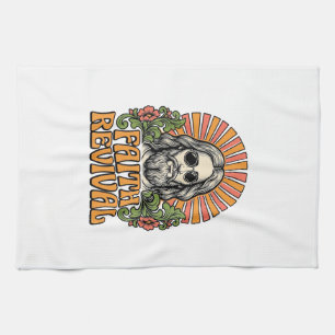 Retro Faith Revival Christian Engraving Vector Kitchen Towel