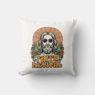Retro Faith Revival Christian Engraving Vector Throw Pillow