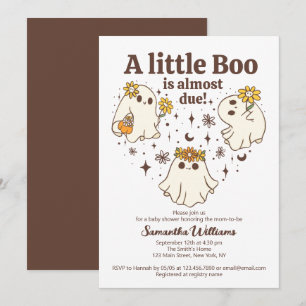 Retro Fall A Little Boo Is Almost Due Baby Shower Invitation