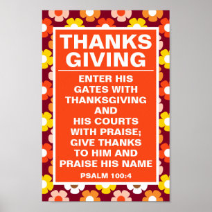 Retro Fall Autumn Flowers Burgundy Thanksgiving Poster