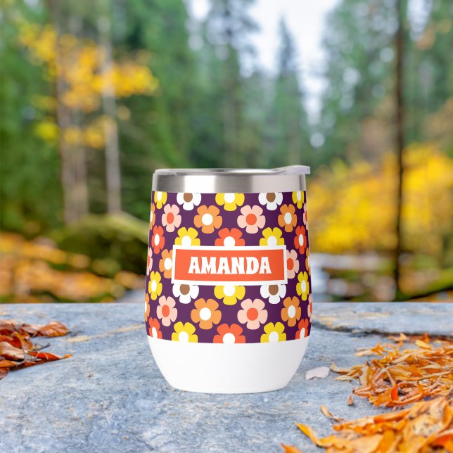 Retro Fall Autumn Flowers Pattern Purple (Outdoor)