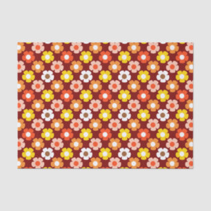 Retro Fall Autumn Flowers Pattern Red Tissue Paper