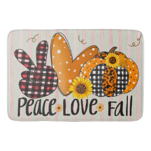 Retro Fall Autumn Love Bath Mat