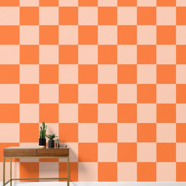 Retro Fall Autumn Orange Tartan Plaid Wallpaper (Hallway)