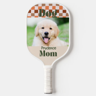 Retro Fall Chequerboard Dog Mom Pet Photo Pickleball Paddle