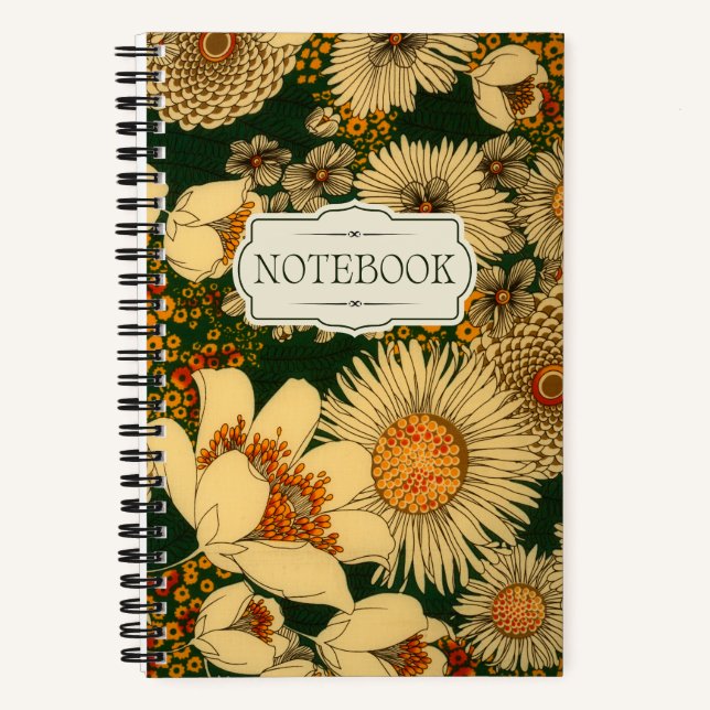 Retro Fall Colours Flowers  Notebook (Front)