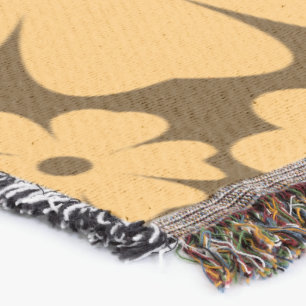 Retro Fall Daisy Floral Pattern Warm Earthy Brown Throw Blanket