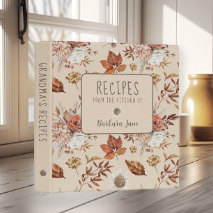 Retro fall floral grandmas cookbook kitchen recipe binder