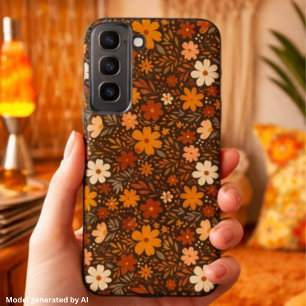 Retro Fall Floral Pattern – Boho Autumn Flowers Samsung Galaxy Case