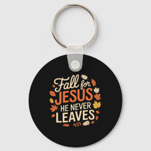 Retro Fall For Jesus He Never Leaves Thanksgiving Keychain