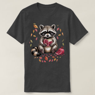 Retro Fall Fruits Raccoon Eating Pomegranate Aut T-Shirt