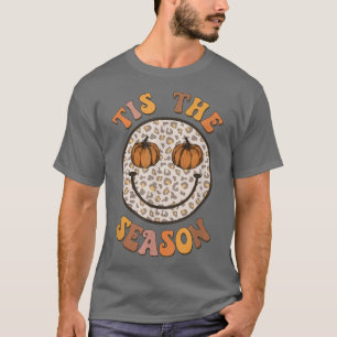 Retro Fall Halloween Tis The Season Pumpkin Smile  T-Shirt