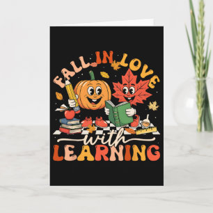 Retro Fall In Love With Learning Autumn Pumpkin Te Card