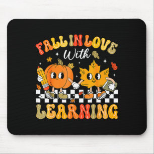Retro Fall In Love With Learning Autumn Pumpkin Te Mouse Pad