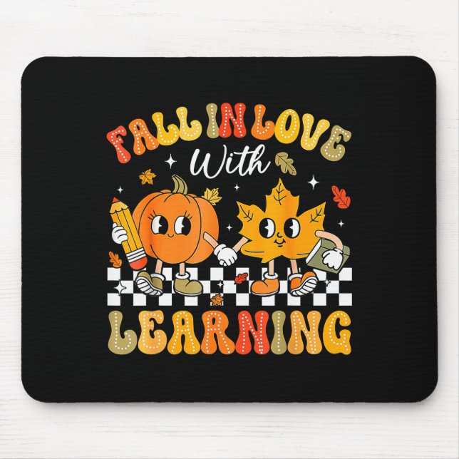 Retro Fall In Love With Learning Autumn Pumpkin Te Mouse Pad (Front)