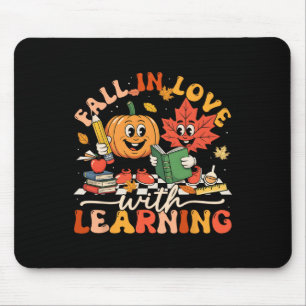 Retro Fall In Love With Learning Autumn Pumpkin Te Mouse Pad
