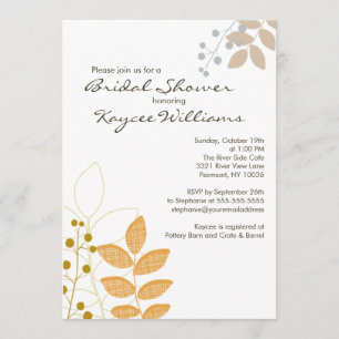 Retro Fall Leaves Autumn Bridal Shower Invitation