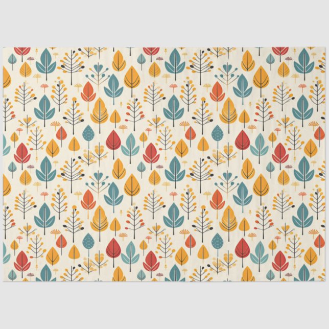 Retro Fall Leaves Autumn Leaves Pattern Tissue Paper (Front)