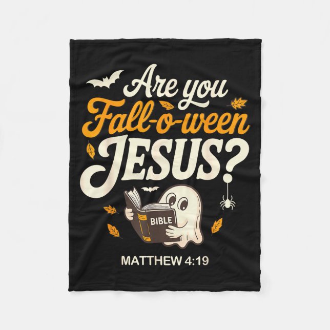Retro Fall Religious Bible Matthew Are You Fall-o- Fleece Blanket (Front)